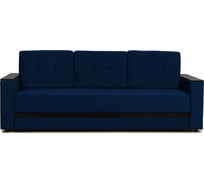 Диван-кровать Divan24 Мичиган синий велюр с подлокотниками раскладной, еврокнижка 70310394