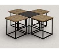 Пуф трансформер Divan24 5 в 1 пуфик со столом трансформер в гостинную, бежевый велюр 77000200