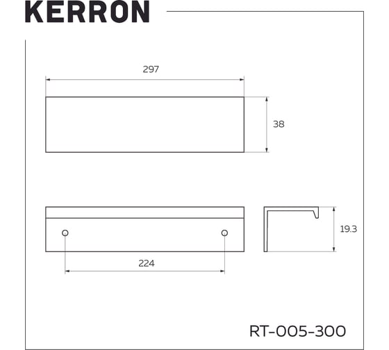 Ручка мебельная торцевая для шкафа и ящика Kerron 30 см 4 шт черная SET4(RT-005-300 BL)