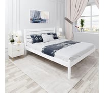 Кровать двуспальная Solarius Классика из массива сосны, с высокой спинкой и ортопедическим основанием, 190x160 см, габариты 200x170, цвет белый klasorto-spin160bel-190