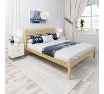 Кровать двуспальная Solarius Классика из массива сосны, с высокой спинкой и ортопедическим основанием, 190x160 см, габариты 200x170, без шлифовки и покраски klasorto-spin160net-190