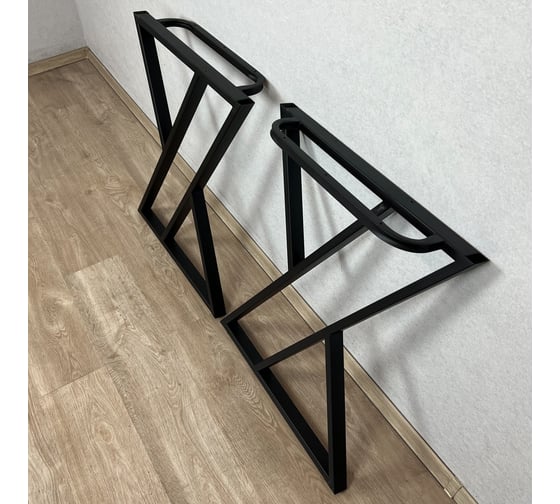 Ножки для стола Solarius в стиле Loft Z-образные, опоры для стола лофт 78,5x71 см, подстолья металлические регулируемые прочные, порошковая покраска, черного цвета, 2 шт. nogaX80black-2