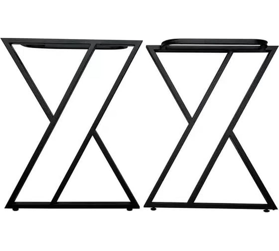 Ножки для стола Solarius в стиле Loft Z-образные, опоры для стола лофт 58,5x71 см, подстолья металлические регулируемые прочные, порошковая покраска, черного цвета, 2 шт. nogaX60black-2 1