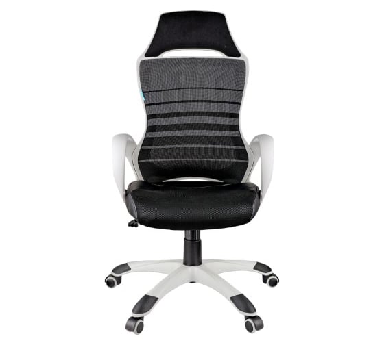 Игровое кресло Helmi HL-S05 Podium ткань/сетка/экокожа черная, пластик белый 274810