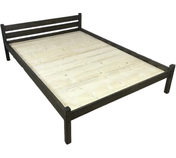 Кровать двуспальная Solarius Классика из массива сосны, со сплошным основанием, 200x140 см, габариты 210x150, цвет венге 140klven-full 1