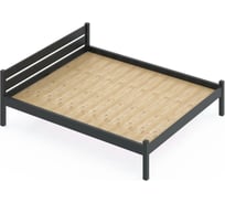 Кровать двуспальная Solarius Классика из массива сосны, со сплошным основанием, 190x180 см, габариты 200x190, цвет антрацит 180klser-190-full