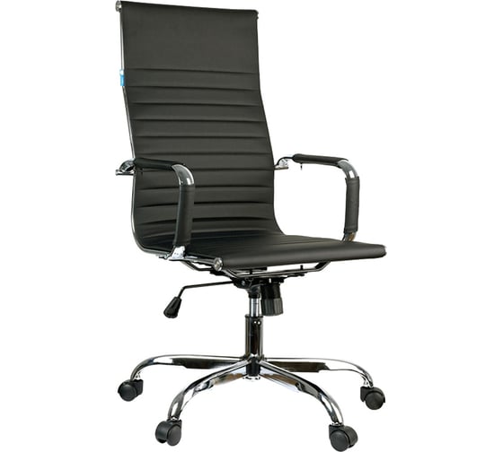 Кресло руководителя Helmi HL-E17 Slim экокожа черная хром 274832
