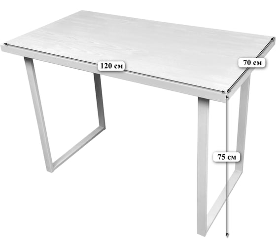 Стол кухонный Solarius Loft из массива сосны без шлифовки и покраски, 120x70x75 см, с черными металлическими ножками 700-10202