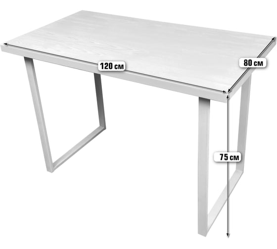 Стол кухонный Solarius Loft из массива сосны без шлифовки и покраски, 120x80x75 см, с черными металлическими ножками 700-10204