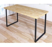 Стол кухонный Solarius Loft из массива сосны без шлифовки и покраски, 130x80x75 см, с черными металлическими ножками 700-10208