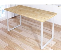 Стол кухонный Solarius Loft из массива сосны без шлифовки и покраски, 130x75x75 см, с белыми металлическими ножками 700-10221