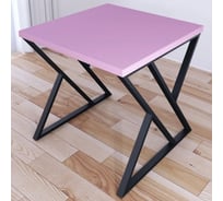 Стол кухонный Solarius Loft с квадратной столешницей розового цвета из массива сосны 40 мм и черными металлическими Z-образными ножками, 60x60x75 см 703-10184