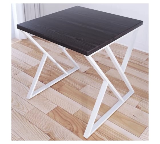 Стол кухонный Solarius Loft с квадратной столешницей цвета венге из массива сосны 40 мм и белыми металлическими Z-образными ножками, 60x60x75 см 703-10181 1