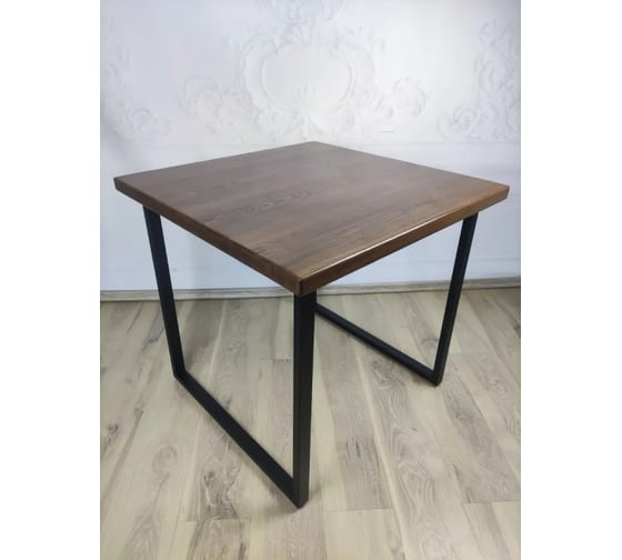 Стол кухонный Solarius Loft с квадратной столешницей цвета темного дуба из массива сосны 40 мм и черными металлическими ножками, 75x75x75 см 700-10163 1