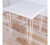 Стол кухонный Solarius Loft с квадратный столешницей белого цвета из массива сосны 40 мм и белыми ножками-шпильками, 60x60x75 см 710-10025