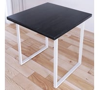Стол кухонный Solarius Loft с квадратной столешницей цвета черного оникса из массива сосны 40 мм и белыми металлическими ножками, 80x80x75 см 700-10582