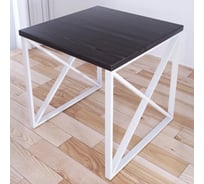 Стол кухонный Solarius Loft с квадратной столешницей цвета венге из массива сосны 40 мм и белыми металлическими крестообразными ножками, 70x70x75 см 702-10197