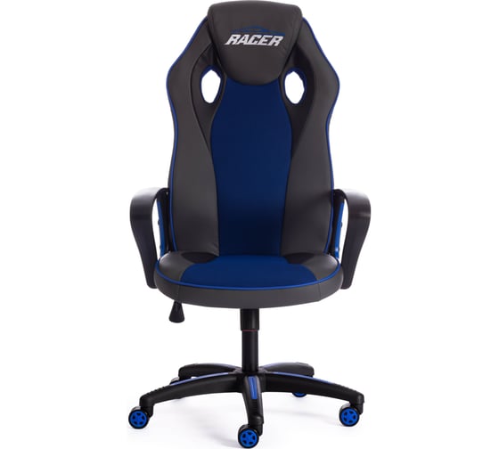 Кресло TetChair RACER кожзам/ткань, металлик/синий 36/10 13231