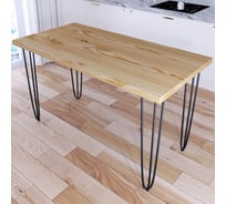 Стол кухонный Solarius Loft со столешницей без покрытия из массива сосны 40 мм и черными металлическими ножками-шпильками, 140x80x75 см 710-10126