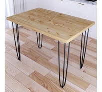 Стол кухонный Solarius Loft со столешницей без шлифовки и покраски из массива сосны 40 мм на черных металлических ножках-шпильках, 120x70x75 см 710-10185