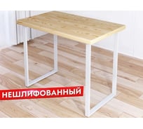 Стол кухонный Solarius Loft со столешницей без шлифовки и покрытия из массива сосны 40 мм и белыми металлическими ножками, 80x60x75 см 700-10301
