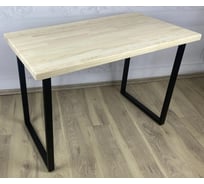 Стол кухонный Solarius Loft со столешницей без шлифовки и покрытия из массива сосны 40 мм и черными металлическими ножками, 80x70x75 см 700-10334