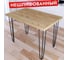 Стол кухонный Solarius Loft со столешницей без шлифовки и покрытия из массива сосны 40 мм на черных металлических ножках-шпильках, 100x80x75 см 710-10519 1