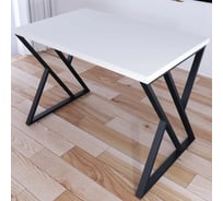 Стол кухонный Solarius Loft со столешницей белого цвета из массива сосны 40 мм и черными металлическими Z-образными ножками, 90x60x75 см 703-10026