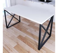 Стол кухонный Solarius Loft со столешницей белого цвета из массива сосны 40 мм и черными металлическими крестообразными ножками, 130x70x75 см 702-10086