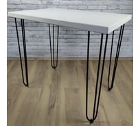 Стол кухонный Solarius Loft со столешницей белого цвета из массива сосны 40 мм и металлическими ножками-шпильками, 120x75x75 см stloftshpil12075bel