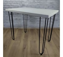Стол кухонный Solarius Loft со столешницей белого цвета из массива сосны 40 мм на черных металлических ножках-шпильках, 70x60x75 см 710-10283
