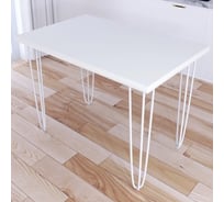Стол кухонный Solarius Loft со столешницей белого цвета из массива сосны 40 мм на белых металлических ножках-шпильках, 90x70x75 см 710-10301