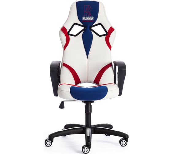 Кресло TetChair RUNNER кожзам/ткань, белый/синий/красный 36-01/10/08 12266