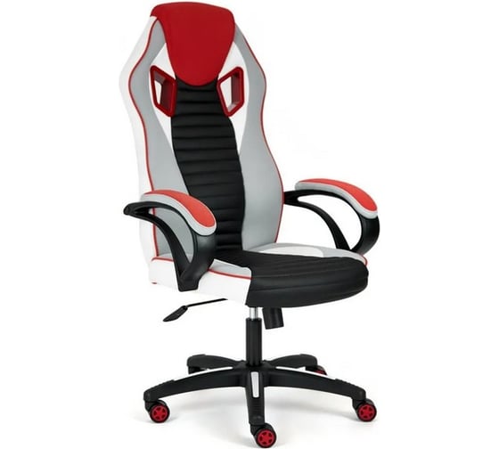 Кресло TetChair PILOT кожзам/ткань, черный перфорированный/светло серый/красный 36-6/06/TW-14/3D 13560
