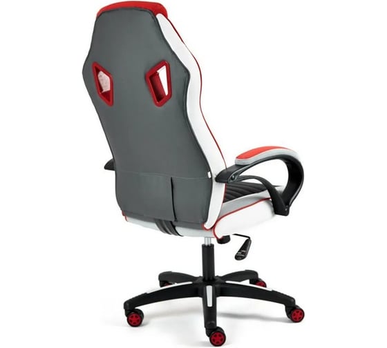 Кресло TetChair PILOT кожзам/ткань, черный перфорированный/светло серый/красный 36-6/06/TW-14/3D 13560