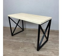 Стол кухонный Solarius Loft со столешницей из массива сосны 40 мм без покрытия и черными металлическими крестообразными ножками, 120x60x75 см 702-10003