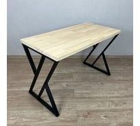 Стол кухонный Solarius Loft со столешницей из массива сосны 40 мм без покрытия и черными металлическими Z-образными ножками, 130x70x75 см 703-10007