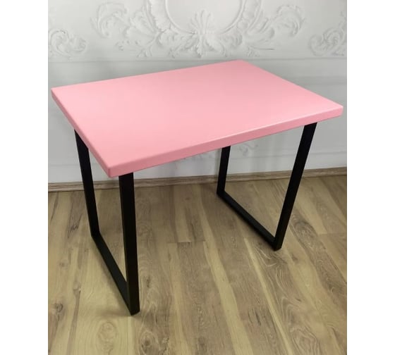 Стол кухонный Solarius Loft со столешницей розового цвета из массива сосны 40 мм и черными металлическими ножками, 70x60x75 см 700-10278 1