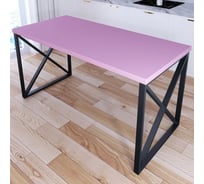 Стол кухонный Solarius Loft со столешницей розового цвета из массива сосны 40 мм и черными металлическими крестообразными ножками, 130x60x75 см 702-10082