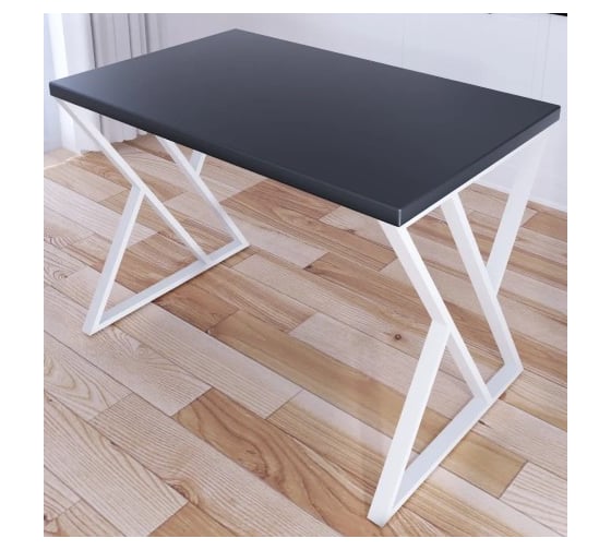 Стол кухонный Solarius Loft со столешницей цвета антрацит из массива сосны 40 мм и белыми металлическими Z-образными ножками, 110x80x75 см 703-10340 1