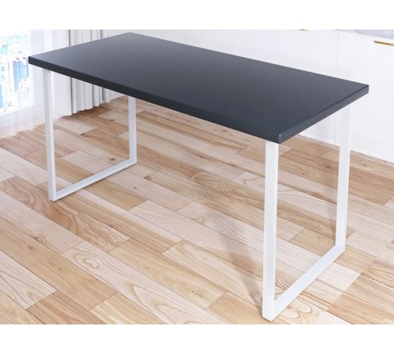 Стол кухонный Solarius Loft со столешницей цвета антрацит из массива сосны 40 мм и белыми металлическими ножками, 140x75x75 см 700-10153 1