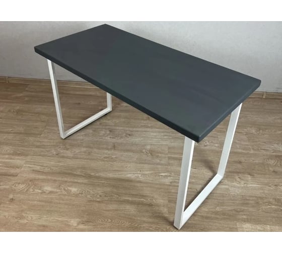 Стол кухонный Solarius Loft со столешницей цвета антрацит из массива сосны 40 мм и белыми металлическими ножками, 80x70x75 см 700-10319 1