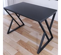 Стол кухонный Solarius Loft со столешницей цвета антрацит из массива сосны 40 мм и черными металлическими Z-образными ножками, 100x70x75 см 703-10326