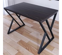 Стол кухонный Solarius Loft со столешницей цвета венге из массива сосны 40 мм и черными металлическими Z-образными ножками, 110x80x75 см 703-10370