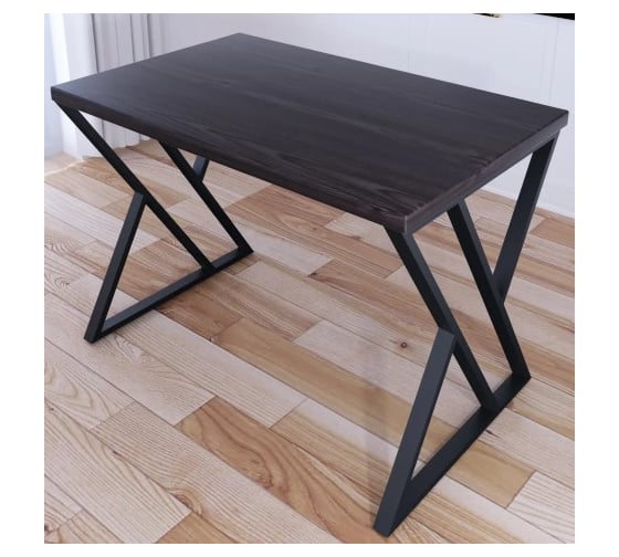 Стол кухонный Solarius Loft со столешницей цвета венге из массива сосны 40 мм и черными металлическими Z-образными ножками, 70x60x75 см 703-10361 1