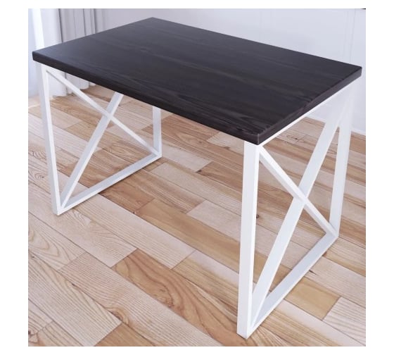 Стол кухонный Solarius Loft со столешницей цвета венге из массива сосны 40 мм и белыми металлическими крестообразными ножками, 70x60x75 см 702-10331 1