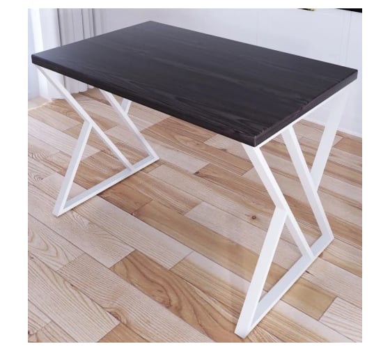 Стол кухонный Solarius Loft со столешницей цвета венге из массива сосны 40 мм и белыми металлическими Z-образными ножками, 90x80x75 см 703-10378 1