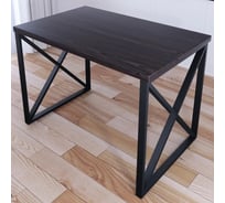 Стол кухонный Solarius Loft со столешницей цвета венге из массива сосны 40 мм и черными металлическими крестообразными ножками, 100x60x75 см 702-10323
