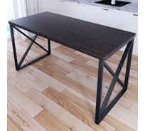 Стол кухонный Solarius Loft со столешницей цвета венге из массива сосны 40 мм и черными металлическими крестообразными ножками, 130x70x75 см 702-10088