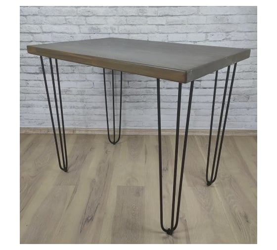 Стол кухонный Solarius Loft со столешницей цвета венге из массива сосны 40 мм на черных металлических ножках-шпильках, 80x70x75 см 710-10314 1